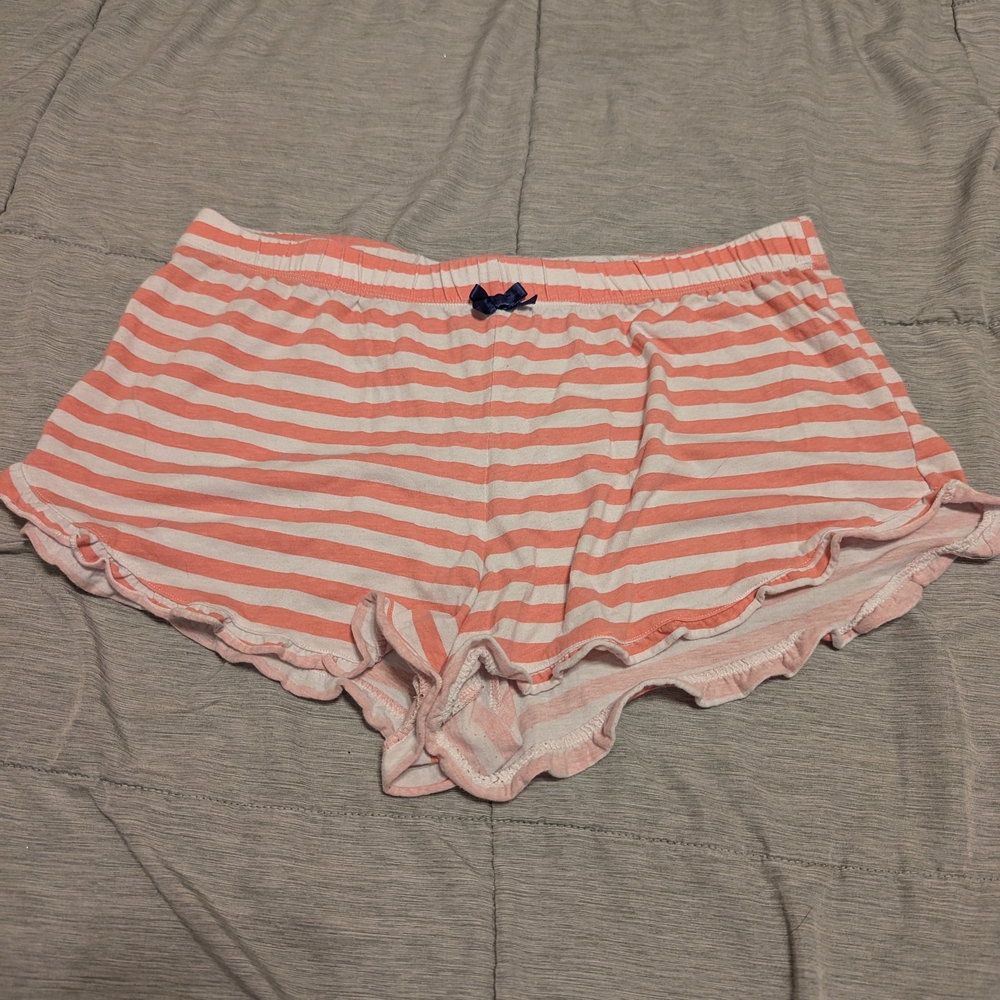 Striped Pink and White Ruffle Shorts